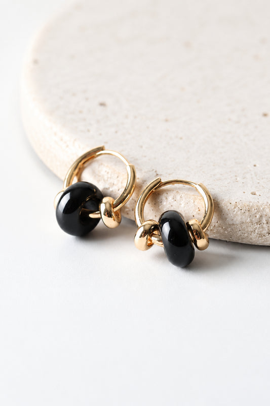 Gigi Black Obsidian Huggies